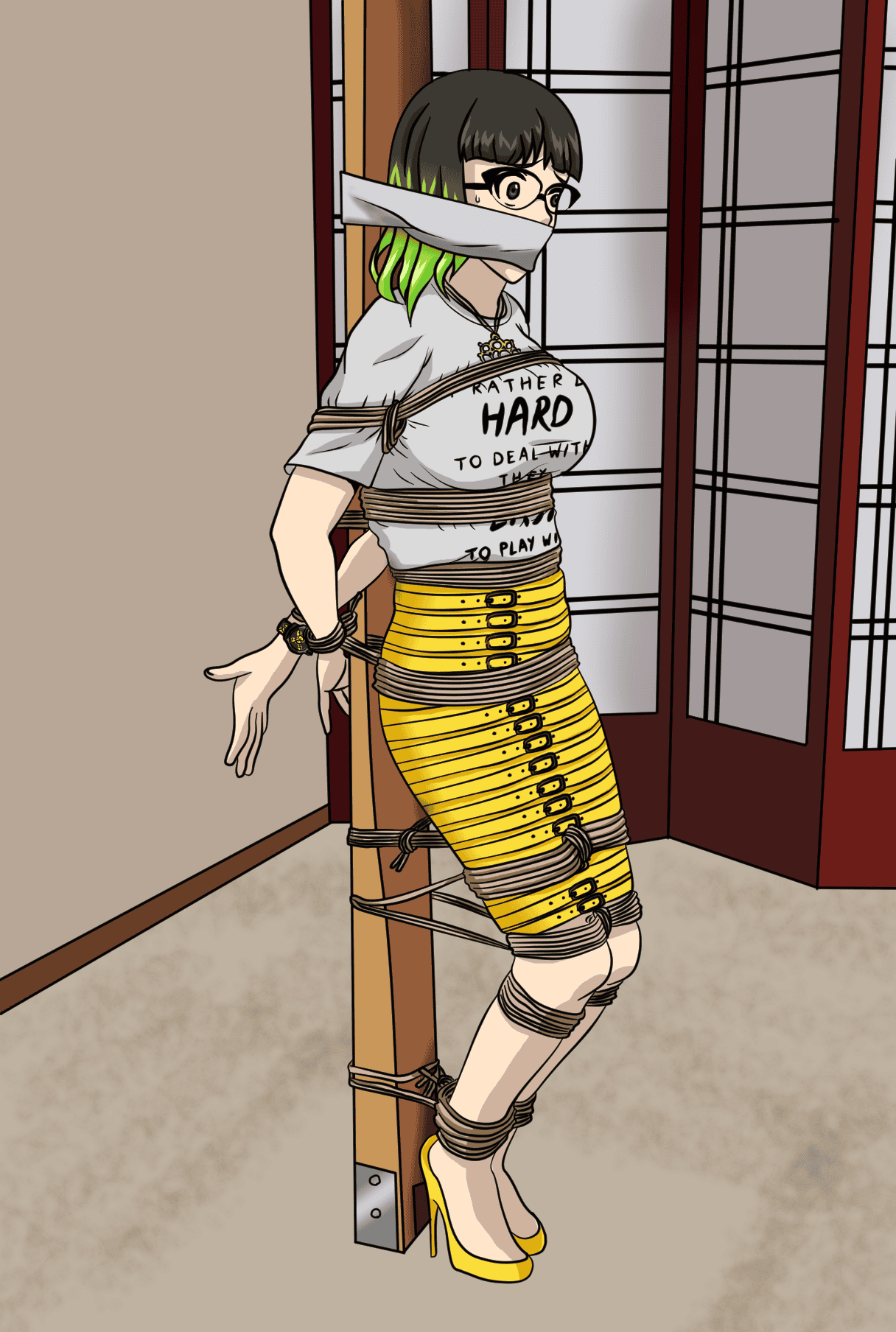 Bondage commission Pole bondage artwork
